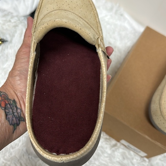 Spenco Orthotic Memory Foam Suede Mules Siesta Mosaic Tan Amazing Comfort NWB - Picture 7 of 8